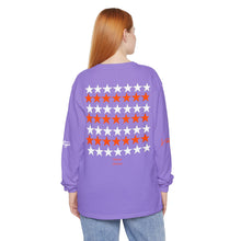 Load image into Gallery viewer, VINTAGE STARS AND STRIPES LONG SLEEVE (UNISEX) ORANGE AND WHITE INK