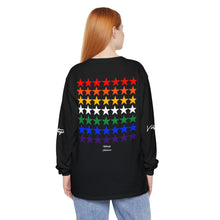 Load image into Gallery viewer, VINTAGE STARS AND STRIPES LONG SLEEVE (UNISEX) ROY G BIV AND WHITE INK