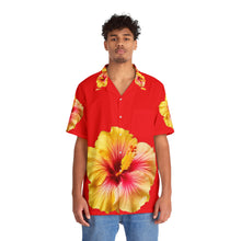 Load image into Gallery viewer, VINTAGE NEW HAWAIIAN (WELCOME TO BOTANY 101 YELLOW FLOWER) ON RED