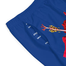 Load image into Gallery viewer, VINTAGE (WELCOME TO BOTANY 101 RED FLOWER) ON BLUE SHORTS