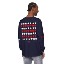 Load image into Gallery viewer, VINTAGE STARS AND STRIPES LONG SLEEVE (UNISEX) RED AND WHITE INK