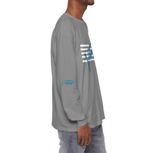 Load image into Gallery viewer, VINTAGE STARS AND STRIPES LONG SLEEVE (UNISEX) TEAL AND WHITE INK
