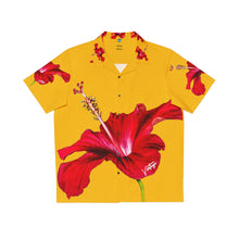 Load image into Gallery viewer, VINTAGE NEW HAWAIIAN (WELCOME TO BOTANY 101 RED FLOWER) ON GOLDEN YELLOW