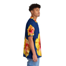 Load image into Gallery viewer, VINTAGE NEW HAWAIIAN (WELCOME TO BOTANY 101 YELLOW FLOWER) ON BLUE