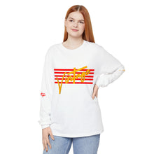 Load image into Gallery viewer, VINTAGE STARS AND STRIPES LONG SLEEVE (UNISEX) RED AND GOLD INK