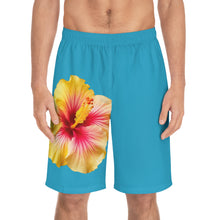 Load image into Gallery viewer, VINTAGE (WELCOME TO BOTANY 101 YELLOW FLOWER) ON TURQUOISE SHORTS
