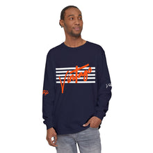 Load image into Gallery viewer, VINTAGE STARS AND STRIPES LONG SLEEVE (UNISEX) ORANGE AND WHITE INK