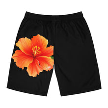Load image into Gallery viewer, VINTAGE (WELCOME TO BOTANY 101 ORANGE FLOWER) ON BLACK  SHORTS