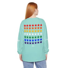 Load image into Gallery viewer, VINTAGE STARS AND STRIPES LONG SLEEVE (UNISEX) ROY G BIV AND WHITE INK