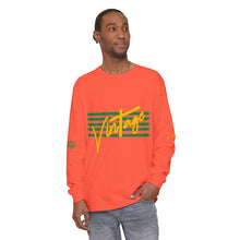 Load image into Gallery viewer, VINTAGE STARS AND STRIPES LONG SLEEVE (UNISEX) GREEN AND GOLD INK