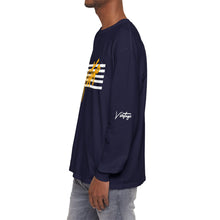 Load image into Gallery viewer, VINTAGE STARS AND STRIPES LONG SLEEVE (UNISEX) GOLD AND WHITE INK