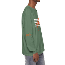Load image into Gallery viewer, VINTAGE STARS AND STRIPES LONG SLEEVE (UNISEX) ORANGE AND WHITE INK