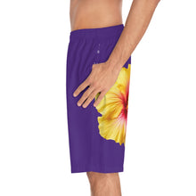 Load image into Gallery viewer, VINTAGE (WELCOME TO BOTANY 101 YELLOW FLOWER) ON PURPLE SHORTS