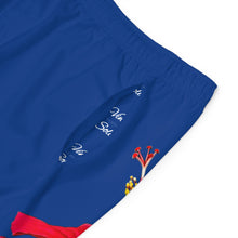Load image into Gallery viewer, VINTAGE (WELCOME TO BOTANY 101 RED FLOWER) ON BLUE SHORTS