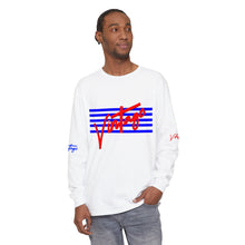 Load image into Gallery viewer, VINTAGE STARS AND STRIPES LONG SLEEVE (UNISEX) ROYAL AND RED INK
