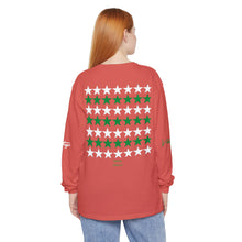 Load image into Gallery viewer, VINTAGE STARS AND STRIPES LONG SLEEVE (UNISEX) GREEN AND WHITE INK