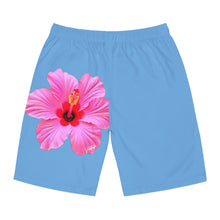 Load image into Gallery viewer, VINTAGE (WELCOME TO BOTANY 101 PINK FLOWER) ON BABY BLUE SHORTS