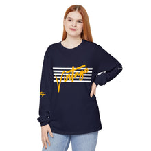 Load image into Gallery viewer, VINTAGE STARS AND STRIPES LONG SLEEVE (UNISEX) GOLD AND WHITE INK