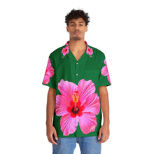 Load image into Gallery viewer, VINTAGE NEW HAWAIIAN (WELCOME TO BOTANY 101 PINK FLOWER) ON GREEN