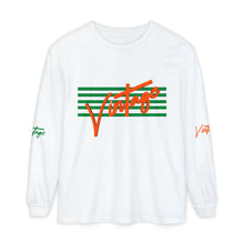 Load image into Gallery viewer, VINTAGE STARS AND STRIPES LONG SLEEVE (UNISEX) GREEN AND ORANGE INK