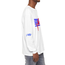 Load image into Gallery viewer, VINTAGE STARS AND STRIPES LONG SLEEVE (UNISEX) ROYAL AND RED INK