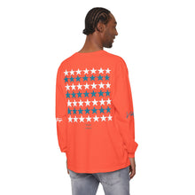 Load image into Gallery viewer, VINTAGE STARS AND STRIPES LONG SLEEVE (UNISEX) TEAL AND WHITE INK
