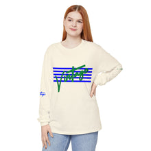 Load image into Gallery viewer, VINTAGE STARS AND STRIPES LONG SLEEVE (UNISEX) ROYAL AND GREEN INK