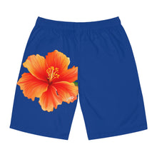 Load image into Gallery viewer, VINTAGE (WELCOME TO BOTANY 101 ORANGE FLOWER) ON BLUE SHORTS