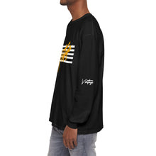 Load image into Gallery viewer, VINTAGE STARS AND STRIPES LONG SLEEVE (UNISEX) GOLD AND WHITE INK