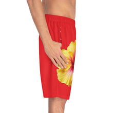Load image into Gallery viewer, VINTAGE (WELCOME TO BOTANY 101 YELLOW FLOWER) ON RED SHORTS