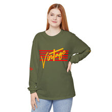 Load image into Gallery viewer, VINTAGE STARS AND STRIPES LONG SLEEVE (UNISEX) RED AND GOLD INK