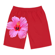 Load image into Gallery viewer, VINTAGE (WELCOME TO BOTANY 101 PINK FLOWER) ON RED SHORTS