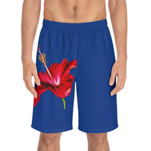 Load image into Gallery viewer, VINTAGE (WELCOME TO BOTANY 101 RED FLOWER) ON BLUE SHORTS