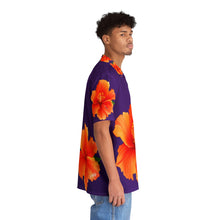 Load image into Gallery viewer, VINTAGE NEW HAWAIIAN (WELCOME TO BOTANY 101 ORANGE FLOWER) ON PURPLE