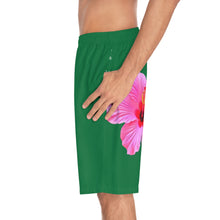 Load image into Gallery viewer, VINTAGE (WELCOME TO BOTANY 101 PINK FLOWER) ON GREEN SHORTS