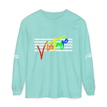 Load image into Gallery viewer, VINTAGE STARS AND STRIPES LONG SLEEVE (UNISEX) ROY G BIV AND WHITE INK