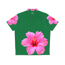 Load image into Gallery viewer, VINTAGE NEW HAWAIIAN (WELCOME TO BOTANY 101 PINK FLOWER) ON GREEN