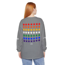 Load image into Gallery viewer, VINTAGE STARS AND STRIPES LONG SLEEVE (UNISEX) ROY G BIV AND WHITE INK