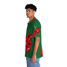 Load image into Gallery viewer, VINTAGE NEW HAWAIIAN (WELCOME TO BOTANY 101 RED FLOWER) ON GREEN