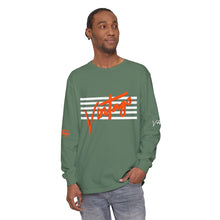 Load image into Gallery viewer, VINTAGE STARS AND STRIPES LONG SLEEVE (UNISEX) ORANGE AND WHITE INK
