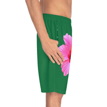 Load image into Gallery viewer, VINTAGE (WELCOME TO BOTANY 101 PINK FLOWER) ON GREEN SHORTS