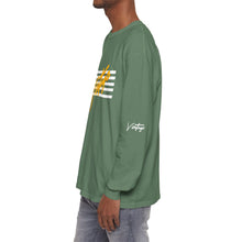 Load image into Gallery viewer, VINTAGE STARS AND STRIPES LONG SLEEVE (UNISEX) GOLD AND WHITE INK