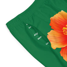 Load image into Gallery viewer, VINTAGE (WELCOME TO BOTANY 101 ORANGE FLOWER) ON GREEN SHORTS