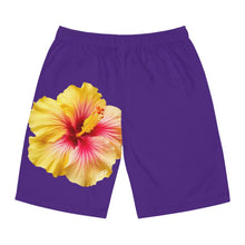 Load image into Gallery viewer, VINTAGE (WELCOME TO BOTANY 101 YELLOW FLOWER) ON PURPLE SHORTS