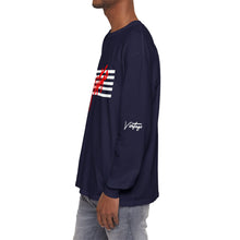 Load image into Gallery viewer, VINTAGE STARS AND STRIPES LONG SLEEVE (UNISEX) RED AND WHITE INK