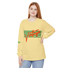 Load image into Gallery viewer, VINTAGE STARS AND STRIPES LONG SLEEVE (UNISEX) GREEN AND ORANGE INK