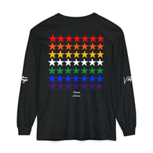 Load image into Gallery viewer, VINTAGE STARS AND STRIPES LONG SLEEVE (UNISEX) ROY G BIV AND WHITE INK
