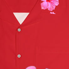 Load image into Gallery viewer, VINTAGE NEW HAWAIIAN (WELCOME TO BOTANY 101 PINK FLOWER) ON RED