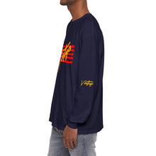 Load image into Gallery viewer, VINTAGE STARS AND STRIPES LONG SLEEVE (UNISEX) RED AND GOLD INK