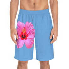 Load image into Gallery viewer, VINTAGE (WELCOME TO BOTANY 101 PINK FLOWER) ON BABY BLUE SHORTS
